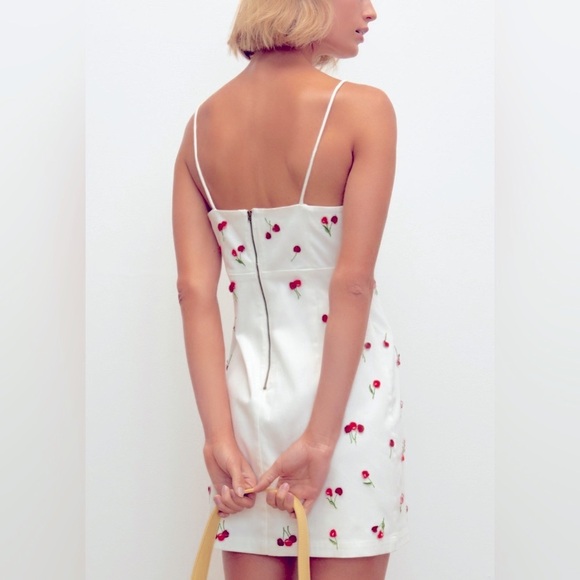 NWT Anthropologie Maeve Brynne 3D Spaghetti-Strap Cherry Romantic Mini Dress - Picture 4 of 6